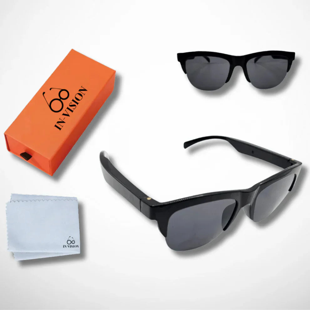 Gafas de sol inteligentes con bluetooth, micrófono y altavoces.