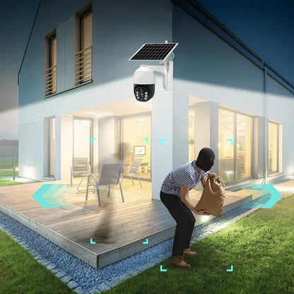 Telecamera di sorveglianza solare wireless intelligente + regalo di una scheda SD da 128 GB