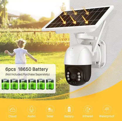 Telecamera di sorveglianza solare wireless intelligente + regalo di una scheda SD da 128 GB